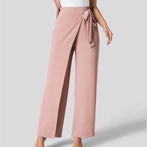 HALARA High Waisted Tie Side Invisible Zipper Wide Leg Work Pants